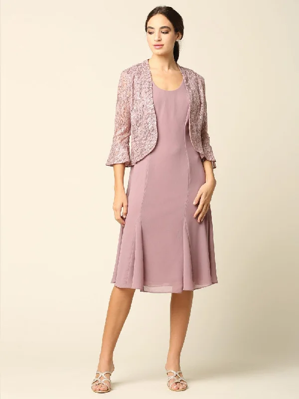 Short Mother of the Bride Two Piece Set Jacket Dress Sale