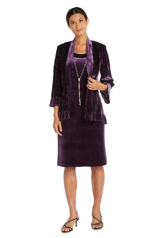 R&M Richards 9027P Short Velvet Petite Jacket Dress