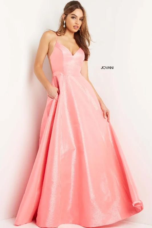 Jovani 08156 Spaghetti Strap Long Prom Gown