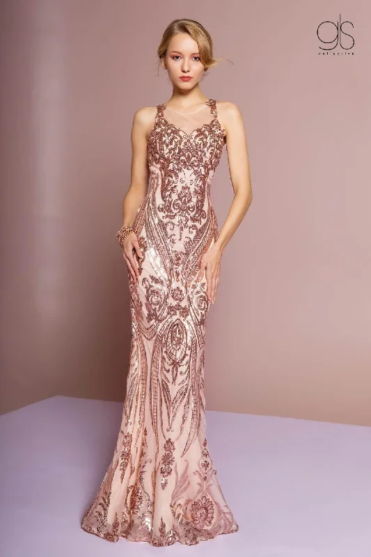 Long Prom Sleeveless Sequins Evening Dress