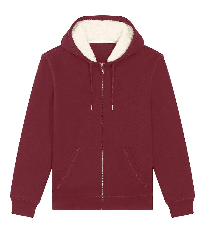 Burgundy - Unisex Hygger sherpa zip-through sweatshirt (STSU956)