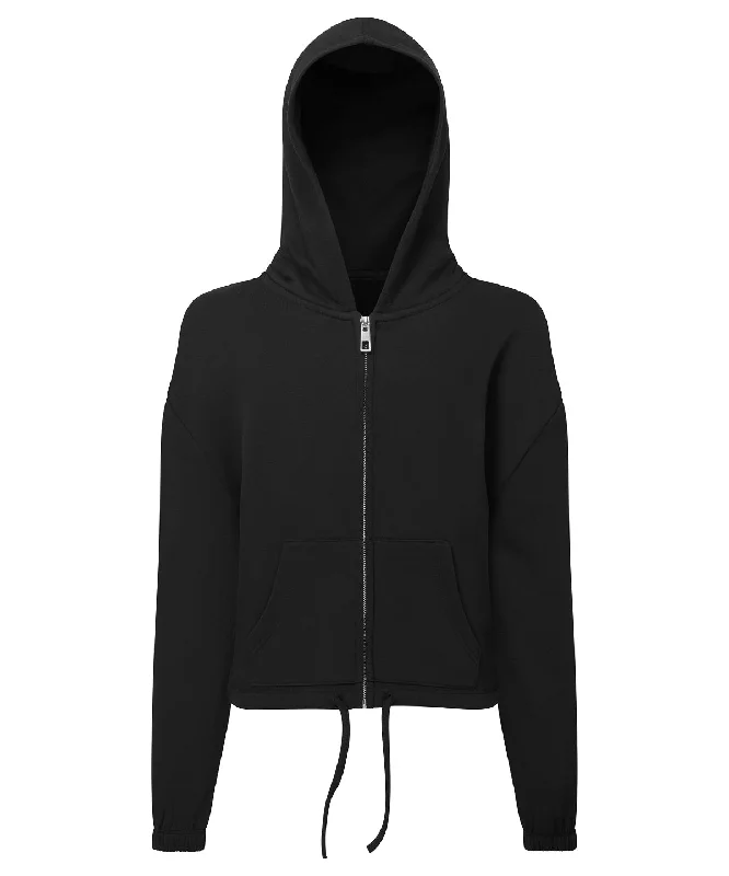 Black - Kids TriDri¨ recycled cropped oversize full-zip hoodie