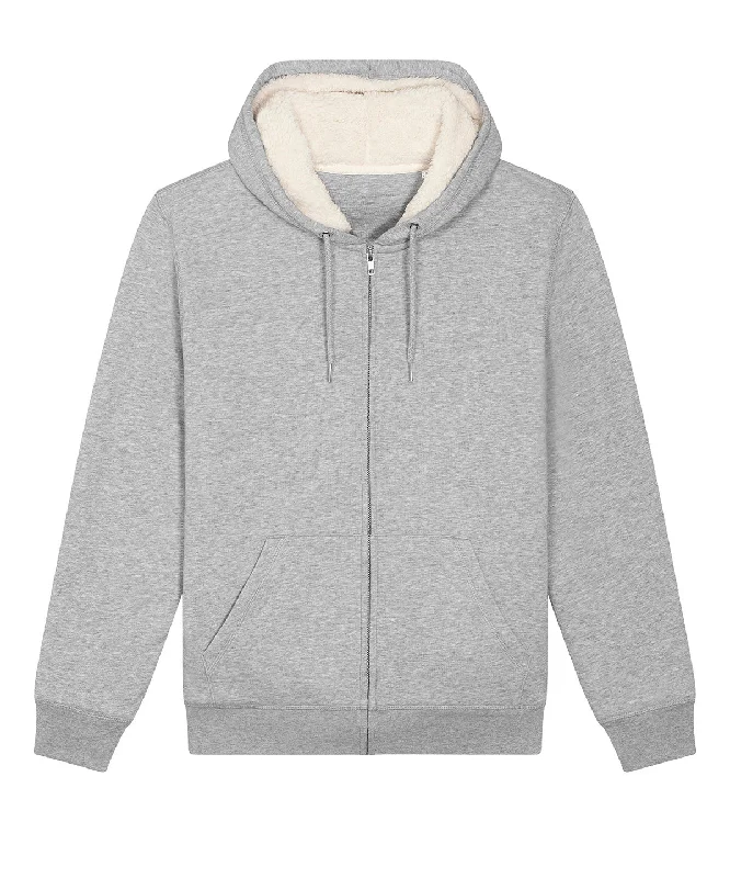 Heather Grey - Unisex Hygger sherpa zip-through sweatshirt (STSU956)