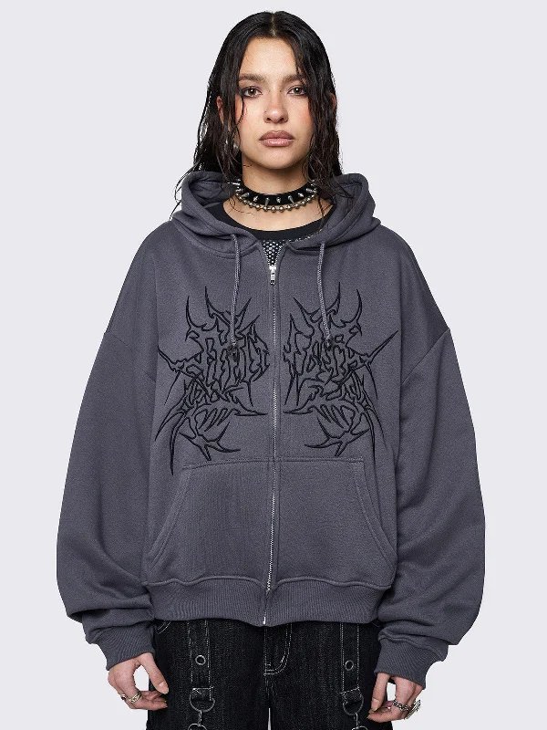 Minga Ink Grey Zip Up Hoodie