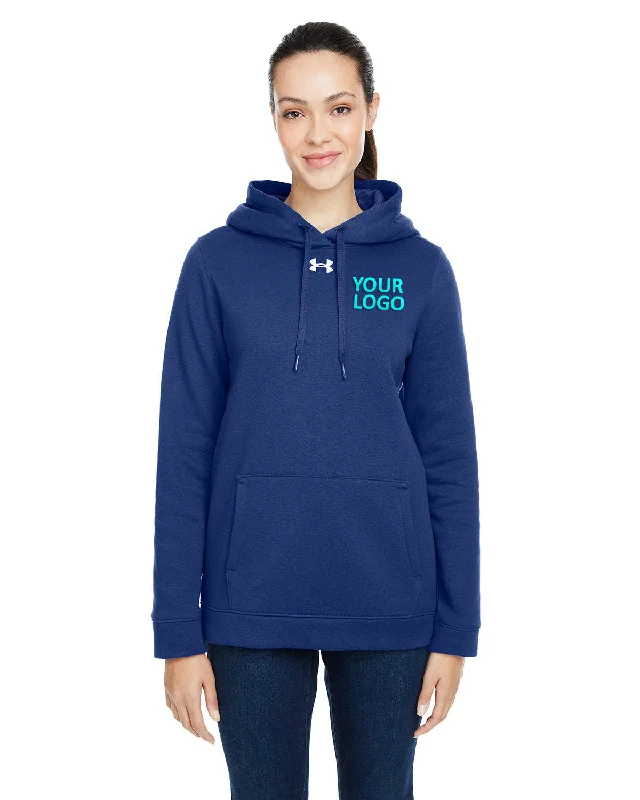 Under Armour Ladies Hustle Pullover Customized Hooded Sweatshirts, Medium Navy