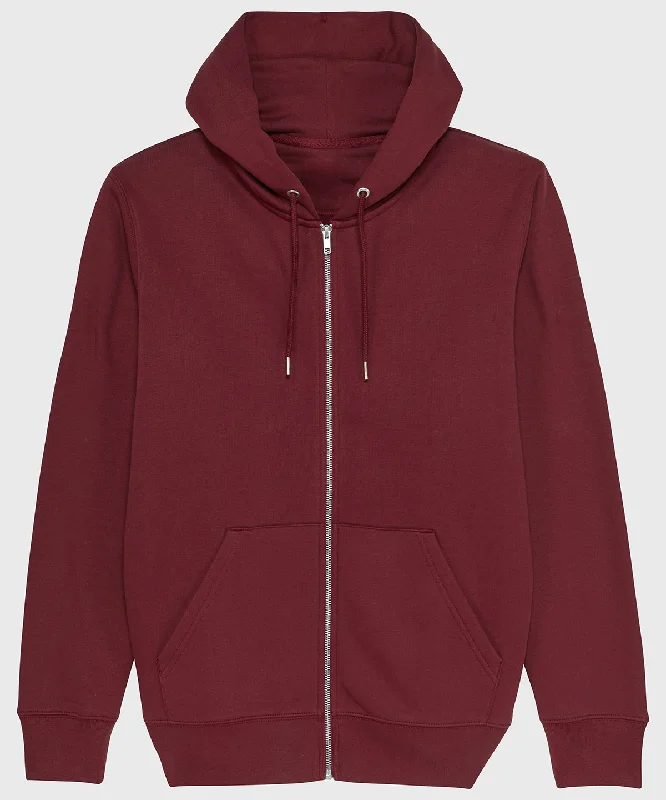 Burgundy - Cultivator, unisex iconic zip-thru hoodie sweatshirt (STSM566)