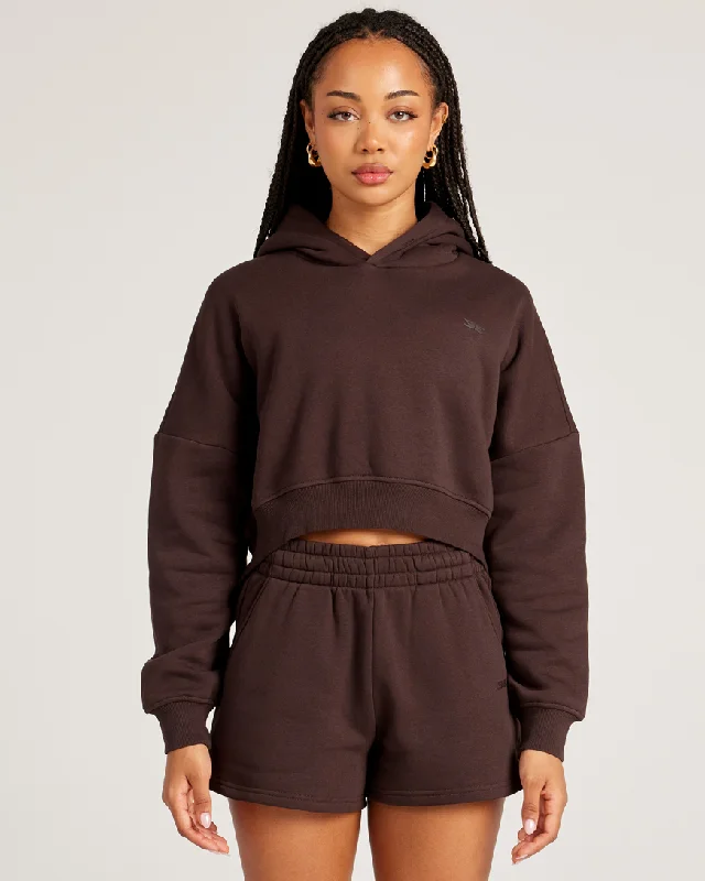 Omni Cropped Hoodie - Espresso