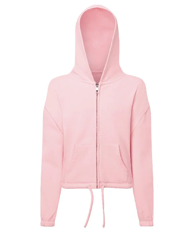 Light Pink - Kids TriDri¨ recycled cropped oversize full-zip hoodie