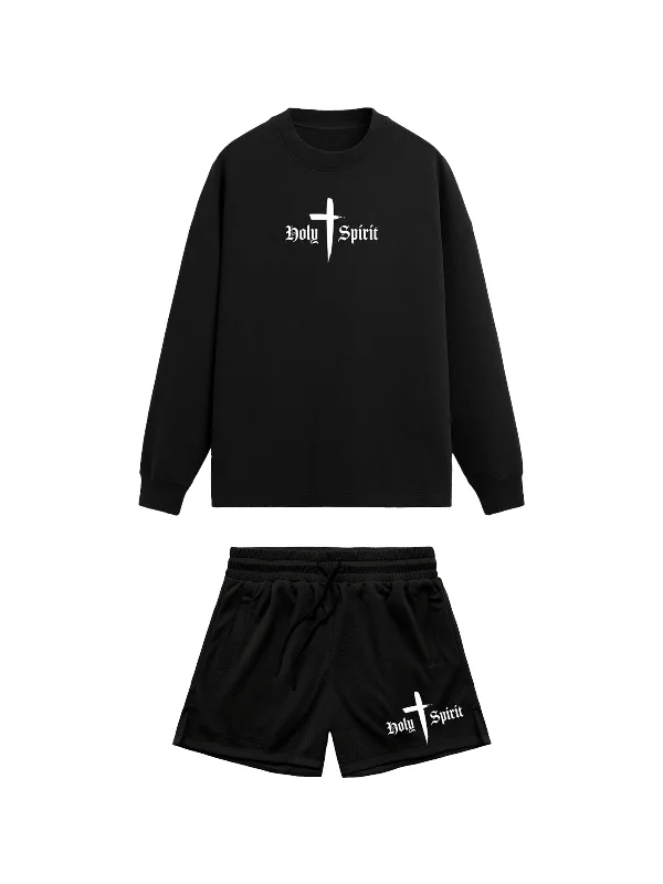 Holy Spirit Comfort Crewneck/Short Set - Black