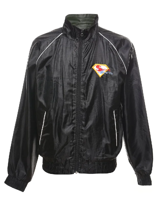 Black Embroidered National Championship Nylon Jacket - L