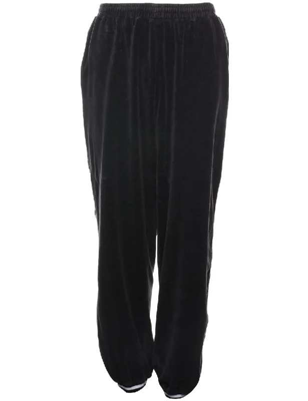 Black Embroidered Velvet Trousers - W31 L32