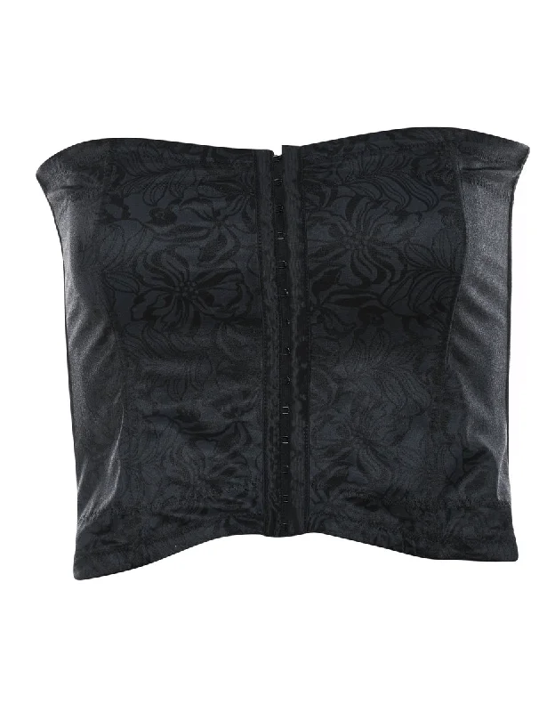 Black Floral Print Corset - S