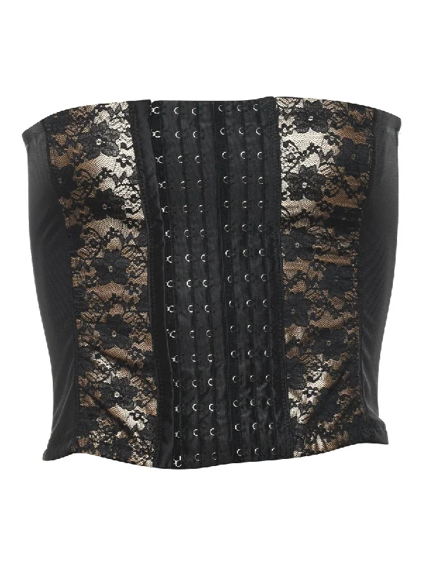 Black Lace Detail 1990s Corset - S