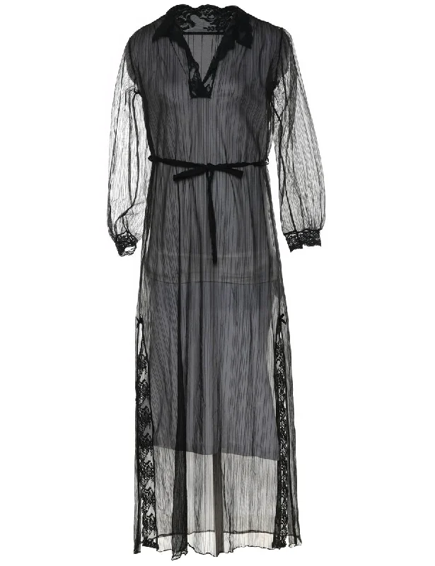 Black Sheer Dressing Gown - L