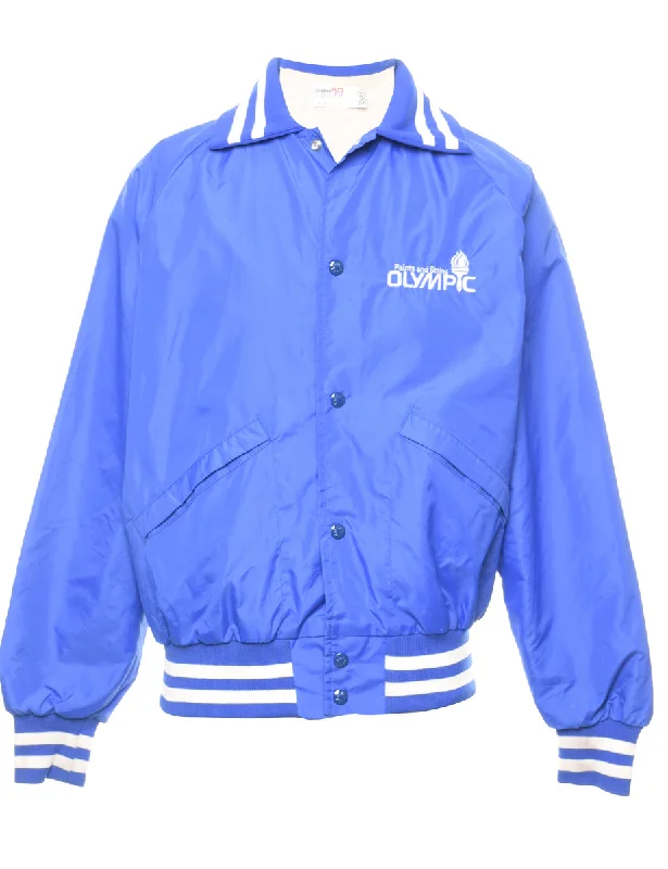 Blue & White Varsity Style Nylon Jacket - S