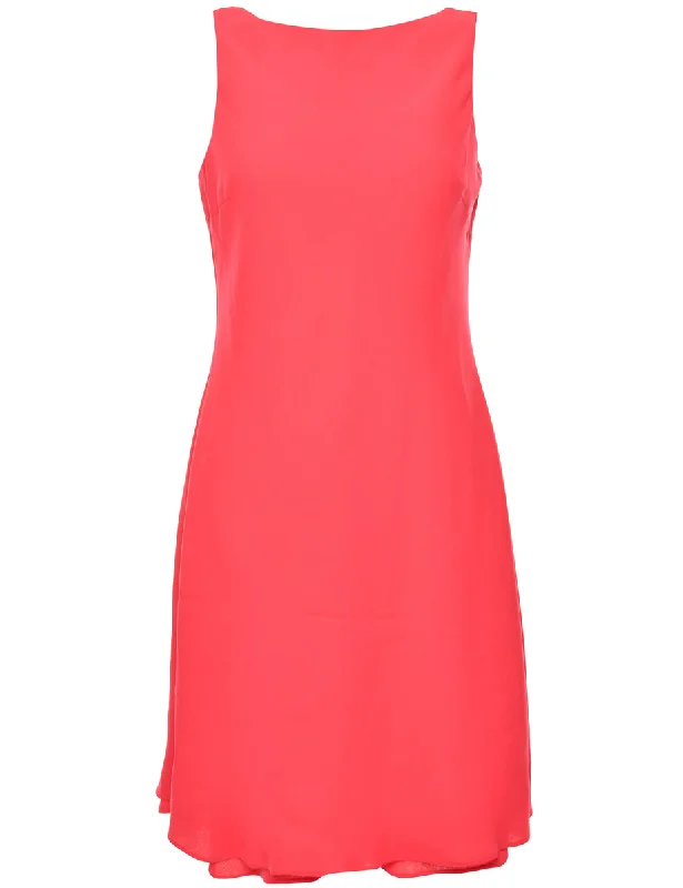 Coral Sleeveless Drop Back Feature Dress - L