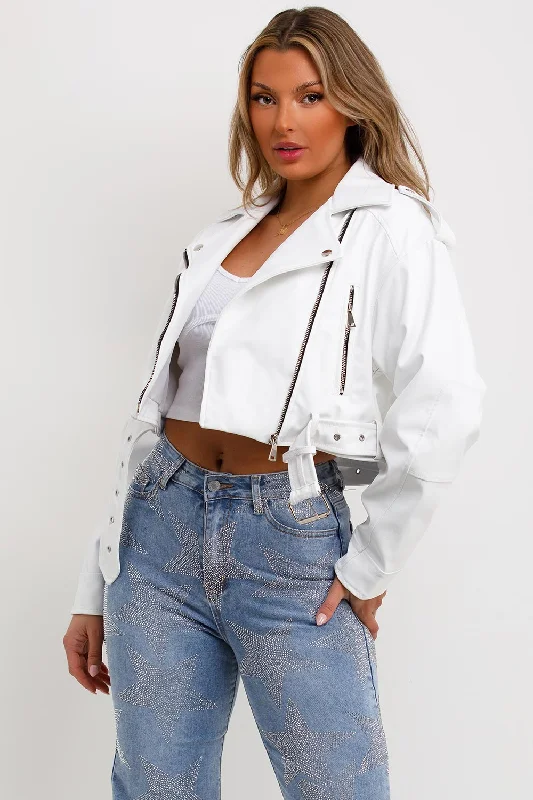 Faux Leather Jacket White