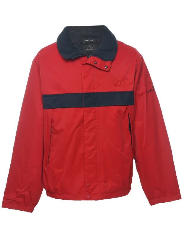 Nautica Nylon Navy & Red 1990s Jacket - XL