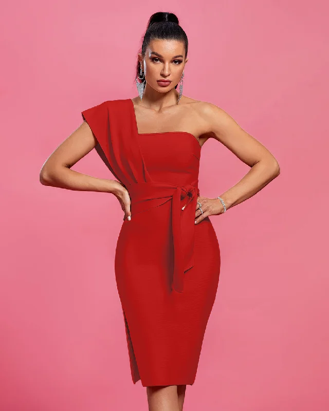 Chic One-Shoulder Belted Bandage Dress for Your Next Party