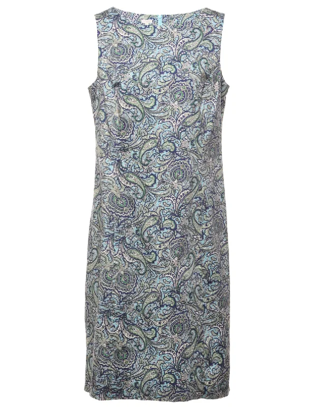 Paisley Print Sleeveless Dress - M