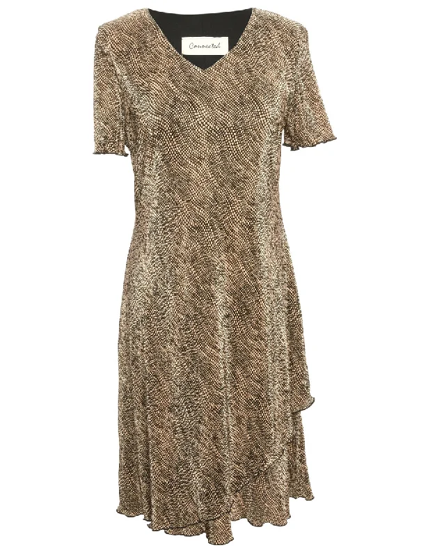 Printed Brown Dress - M