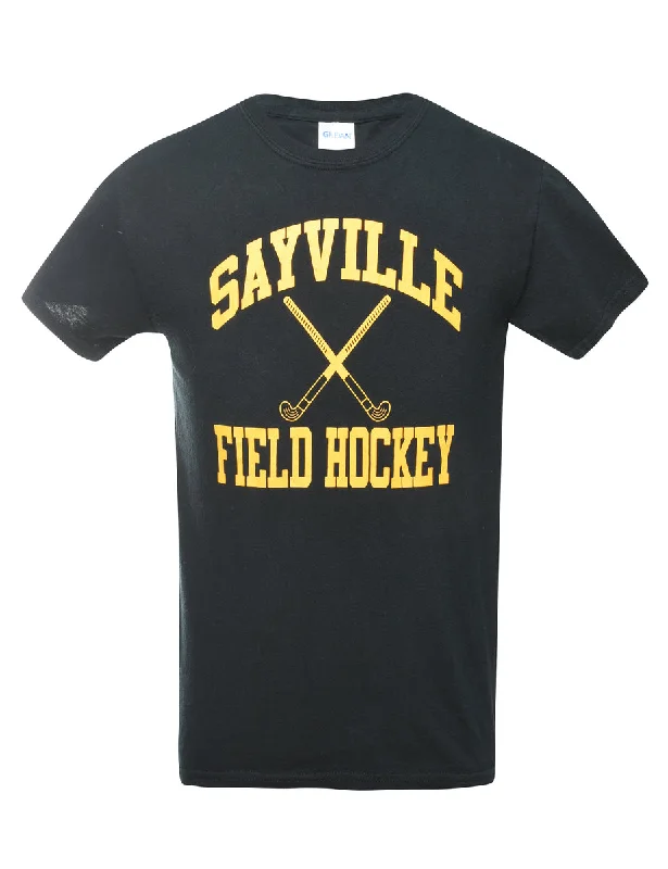 Sayville Field Hockey Black & Yellow Printed T-shirt - S