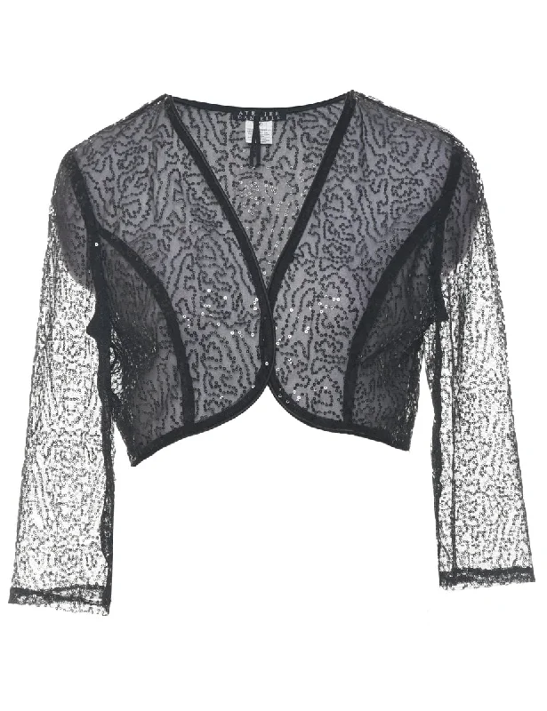 Sequined Sheer Bolero Jacket - M