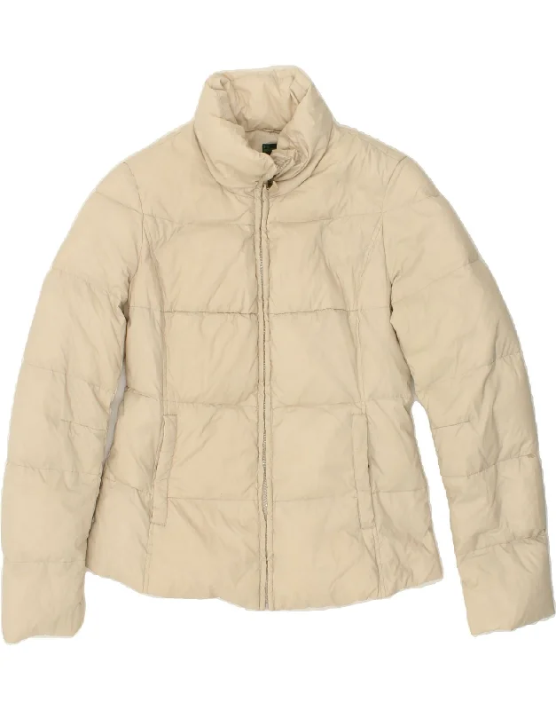 BENETTON Womens Crop Padded Jacket IT 44 Medium Beige Polyamide