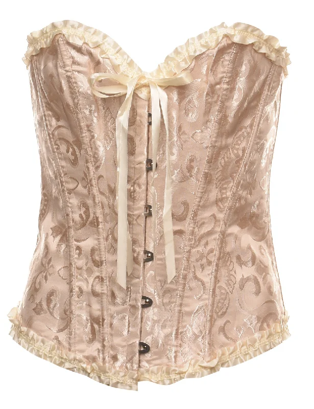 Jacquard Pattern Beige Classic Corset - S