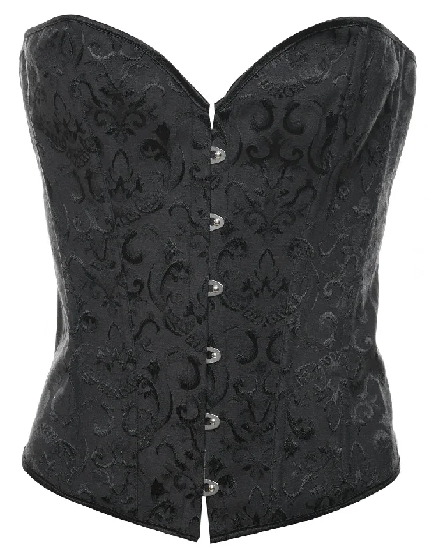 Jacquard Pattern Black Classic Corset - S