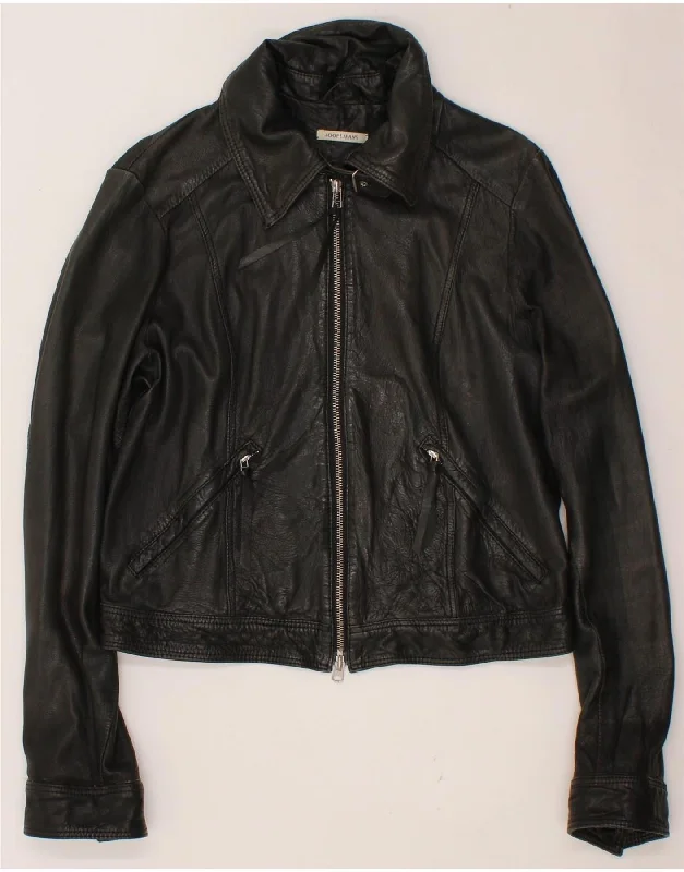 JOOP Womens Crop Leather Jacket IT 42 Medium Black