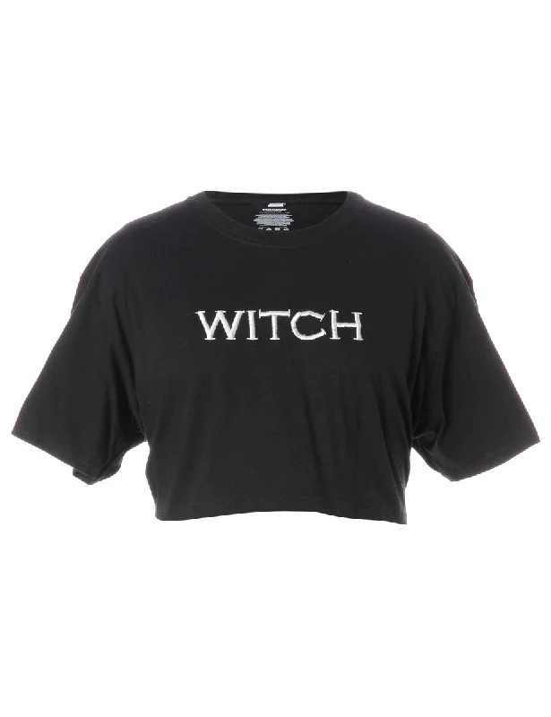 Label Embroidered Witch Crop Top