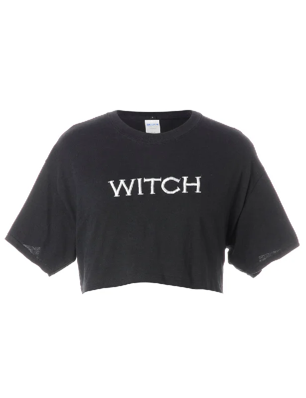 Label Embroidered Witch Crop Top