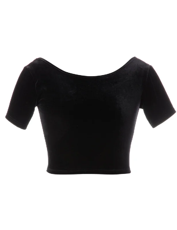 Label Velvet Low Back Crop Top