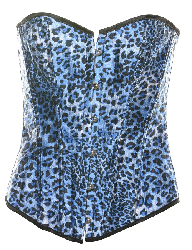 Leopard Pattern Y2K Blue & Black Corset - M