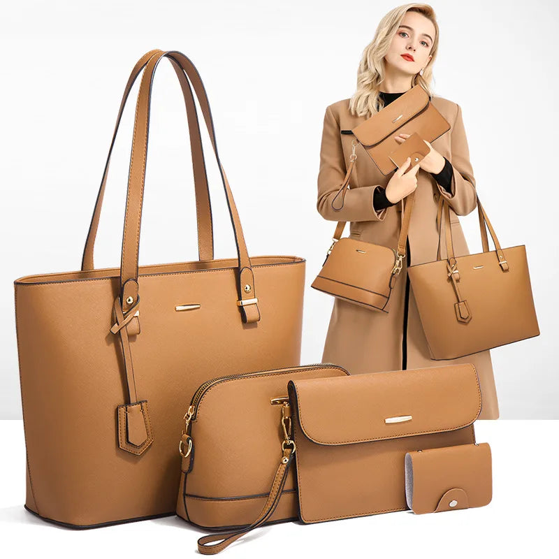 trendy  luxury bag purse handbag 4 set women  Fashion Wallet Tote Bag Top Handle Satchel Purse Set 4pcs