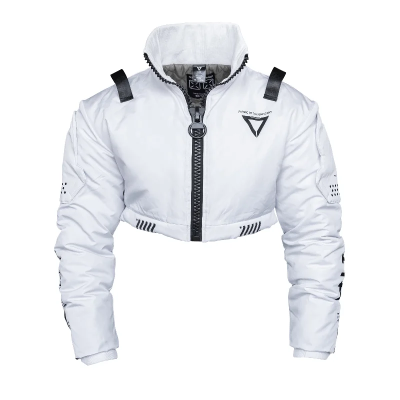 CRB-003 White Crop Bomber Jacket