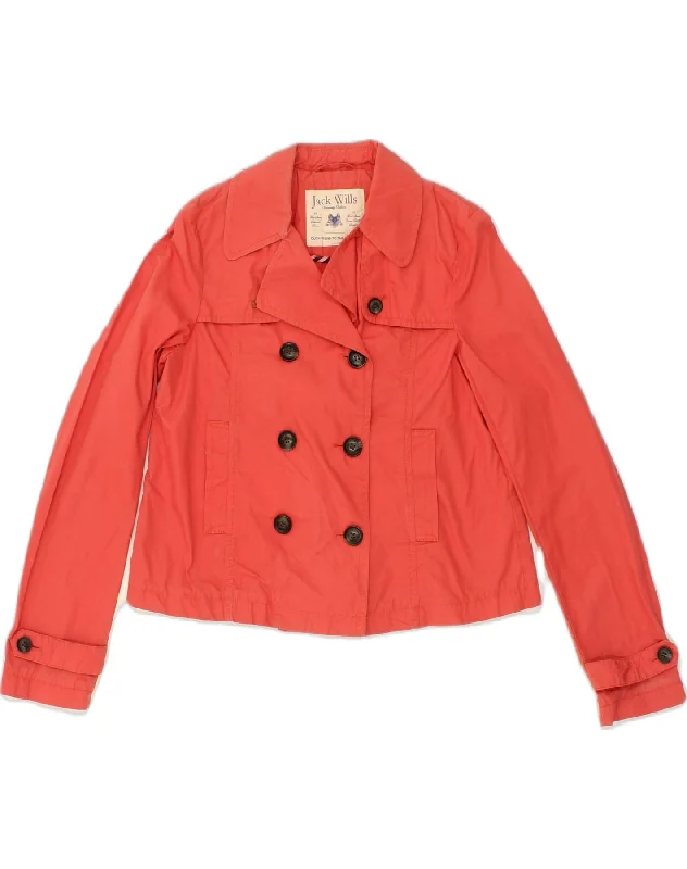 JACK WILLS Womens Crop Pea Coat UK 14 Large Red Cotton