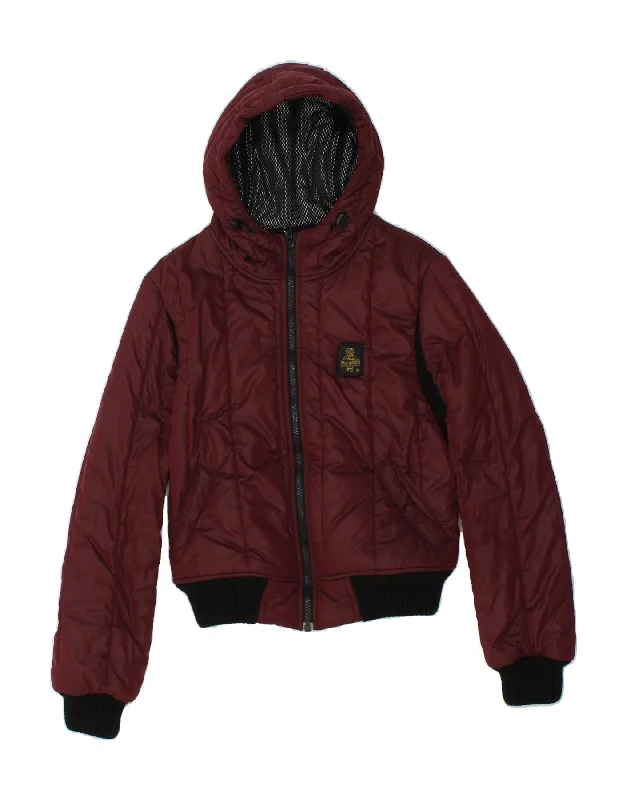 REFRIGIWEAR Womens Cruz Crop Hooded Padded Jacket UK 18 XL Maroon