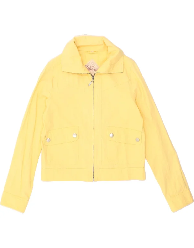 VINTAGE Womens Crop Bomber Jacket UK 12 MedIum Yellow