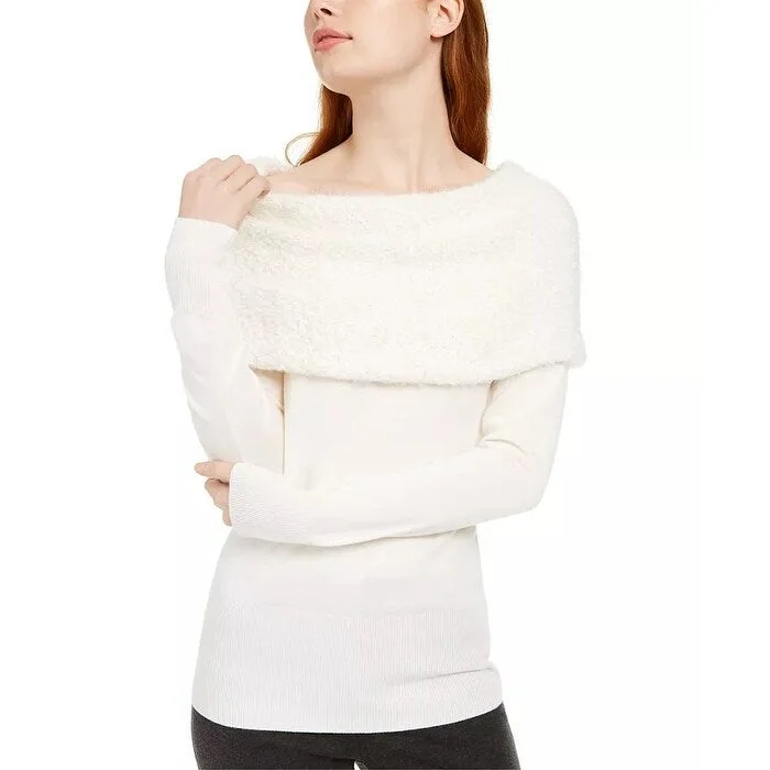 BCX Juniors' Off-The-Shoulder Sweater White Size X-Large