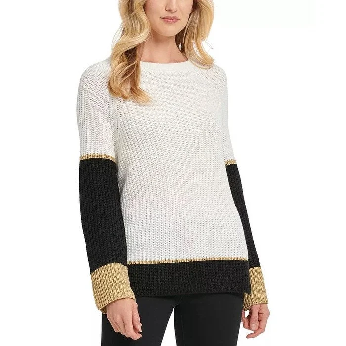 DKNY Women's Colorblocked Sweater White Size Extra Large - X-Large