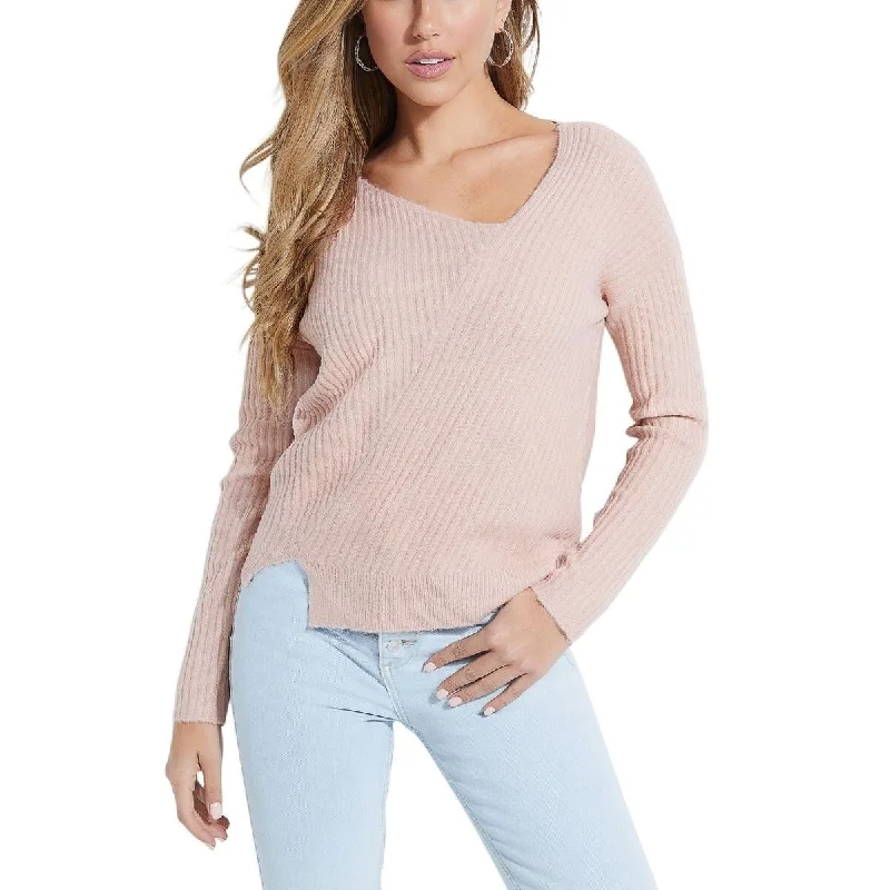 GUESS Women's Alivia Asymmetric Sweater Med Pink Size Medium