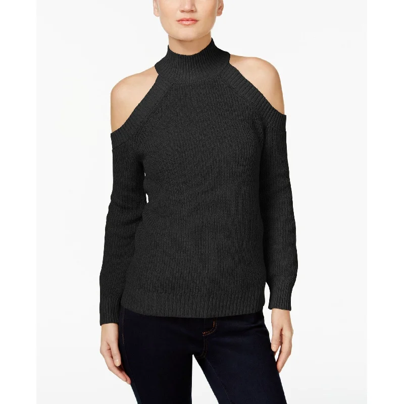 INC International Concepts Cold-Shoulder Sweater Black - Large