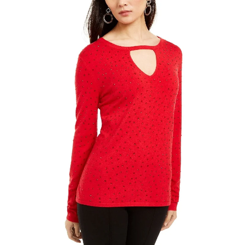 INC International Concepts Women's Keyhole-Neck Sweater Red Size P - Petite