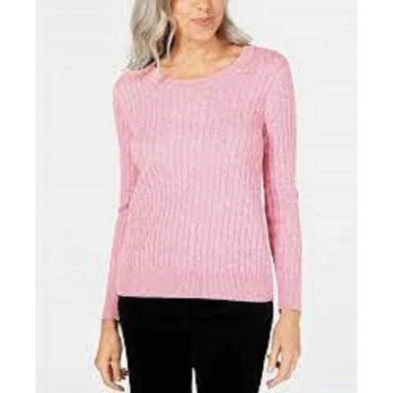 Karen Scott Women's Cable-Knit Sweater Pink Size XX-Large