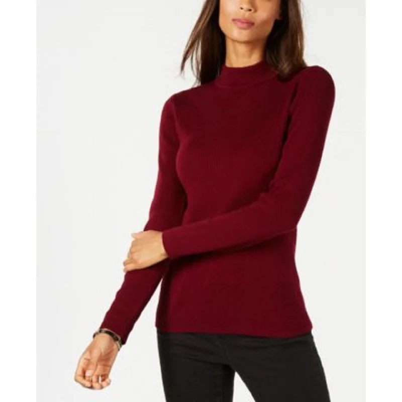 Karen Scott Women's Petite Mock-Neck Sweater Red Size Petite