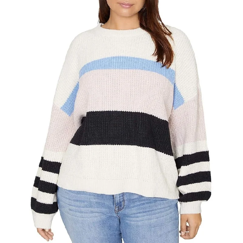 Sanctuary Women's Playful Striped Sweater Moonstone/Light Blue/Light Pearl/Black White Size Large