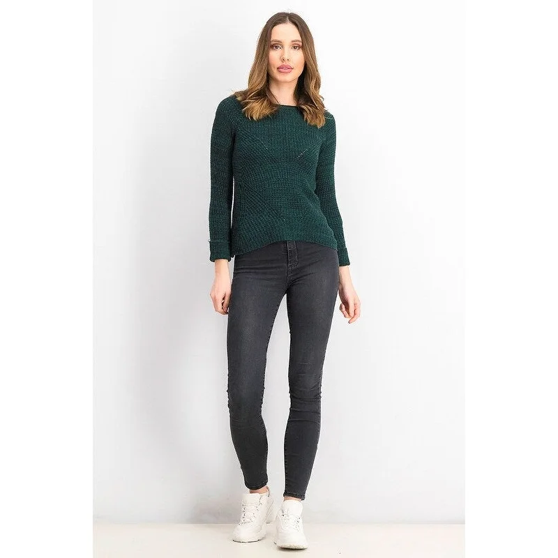 Style & Co Women's Petite Marled-Knit Sweater Green Size Petite