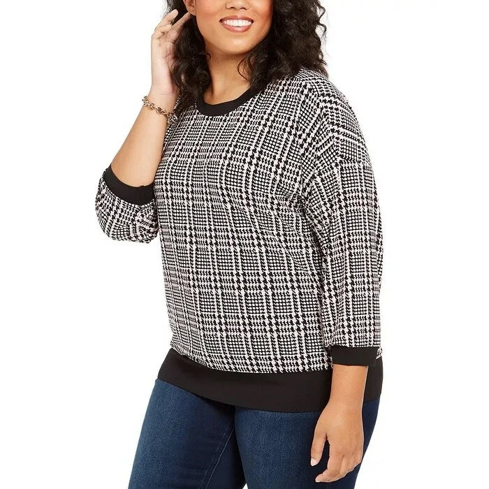 Tommy Hilfiger Women's Plus Size Plaid Sweater Charcoal Size 1X